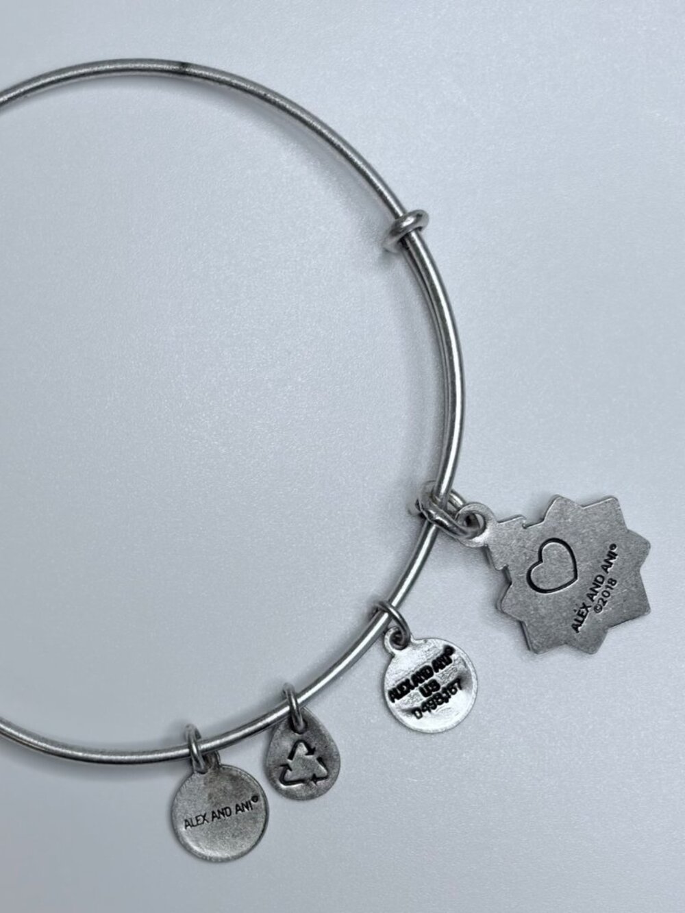 Alex and Ani Friend Charm Expandable Bangle Bracelet Silver Tone Friendship Gift